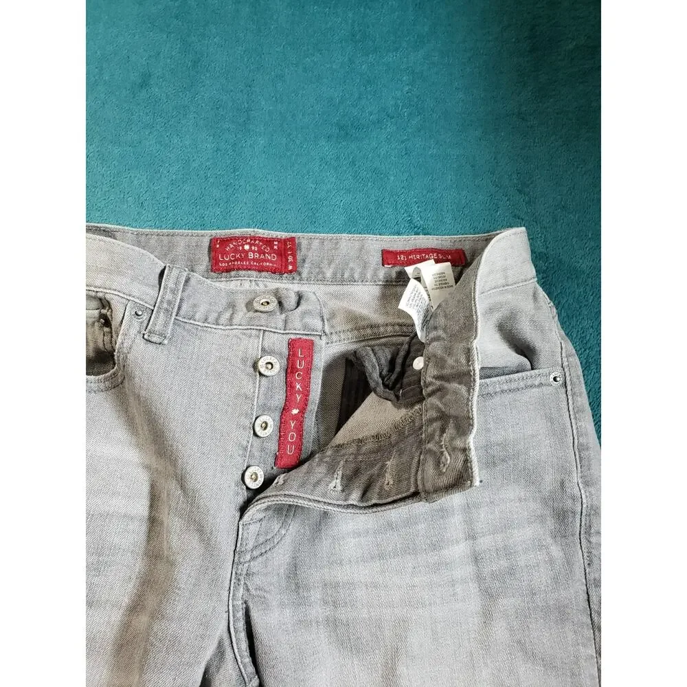 Lucky Brand Jeans Size 30x32 Mens Gray Pants Stretch 121 Heritage Slim Straight
